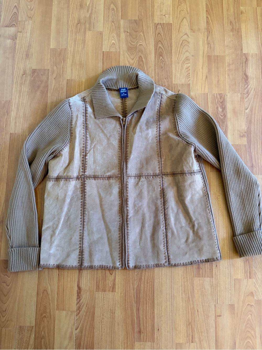 High Sierra Leather Suede-Panel Zip Cardigan Jacket New Size Xl